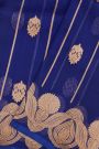 Fancy Organza Royal Blue Saree With Florals And Buttis Body And Self Florals And Leaves Border