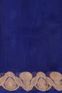 Fancy Organza Royal Blue Saree With Florals And Buttis Body And Self Florals And Leaves Border