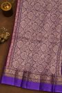 Fancy Organza Violet Saree With Florals And Buttis Body And Contrast Florals And Leaves Jaal Border