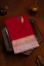 Fancy Organza Maroon Saree With Florals And Buttis Body And Contrast Florals And Leaves Border