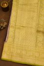 Fancy Organza Purple Saree With Florals And Buttis Body And Contrast Florals And Leaves Border
