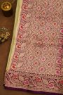 Fancy Organza Off White Saree With Florals And Buttis Body And Contrast Florals And Leaves Border