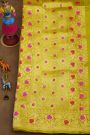 Fancy Kora Light Green Saree With Floral Buttis Body