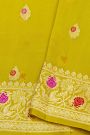 Fancy Kora Light Green Saree With Floral Buttis Body