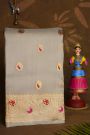 Fancy Kora Grey Saree With Floral Buttis Body