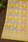 Banarasi Silk Yellow Saree With All Over Meenakari Weave