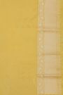 Banarasi Silk Pale Yellow Saree With Cross Lines Florals And Jaal Border