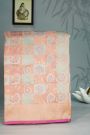 Banarasi Silk Baby Pink Saree With Florals And Leaves Body