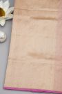 Banarasi Silk Baby Pink Saree With Florals And Leaves Body