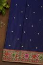 Banarasi Cotton Navy Blue Saree With Zari Buttis