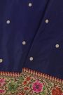 Banarasi Cotton Navy Blue Saree With Zari Buttis