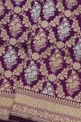 Banarasi Silk Purple Saree With Floral Brocade Pallu