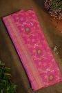 Banarasi Cotton Pink Saree With Kaddi Work border