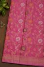 Banarasi Cotton Pink Saree With Kaddi Work border