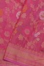 Banarasi Cotton Pink Saree With Kaddi Work border