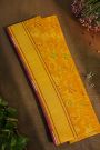 Banarasi Cotton Orange Florals And Leaves Self Border Saree