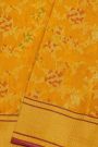 Banarasi Cotton Orange Florals And Leaves Self Border Saree