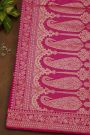 Banarasi Silk Magenta Saree with Meenakari Floral Jaal & Zari Border