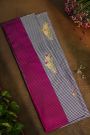 Banarasi Silk Multi-Colour Saree With Checks and Florals In Meenakari