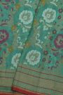 Banarasi Cotton Sea Green Saree With Kaddi Pallu