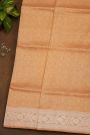 Banarasi Silk Light Orange Saree With Floral Brocade Pallu