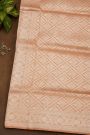 Banarasi Silk Light Orange Saree With Floral Brocade Pallu