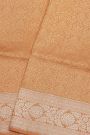 Banarasi Silk Light Orange Saree With Floral Brocade Pallu