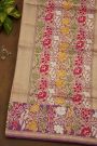 Banarasi Silk Peach Saree WIth Meenakari Border