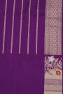 Banarasi Silk Peach Saree With Florals And Leaves In Meenakari