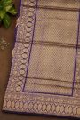 Banarasi Silk Navy Blue Saree With Floral Brocade Pallu