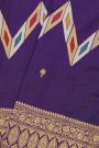 Banarasi Silk Navy Blue Saree With Floral Brocade Pallu