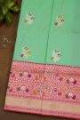 Banarasi Silk Sea Green Saree With Meenakari Border