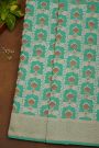 Banarasi Silk Sea Green Saree With Florals And Leaves Border