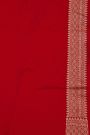 Banarasi Silk Red Saree With Florals And Leaves Jaal Border