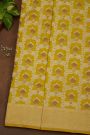 Banarasi Silk Mustard Saree With Florals With Leaves Jaal Border