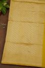 Banarasi Silk Mustard Saree With Florals With Leaves Jaal Border