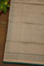 Banarasi Silk Peacock Blue Saree With Florals And Leaves Jaal Border