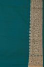 Banarasi Silk Peacock Blue Saree With Florals And Leaves Jaal Border