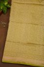 Banarasi Silk Mehendi Green Saree With Florals And Leaves Jaal Border