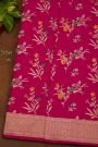 Banarasi Silk Pink Saree With Florals And Leaves Jaal Border
