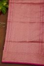 Banarasi Silk Pink Saree With Florals And Leaves Jaal Border