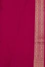 Banarasi Silk Pink Saree With Florals And Leaves Jaal Border