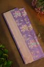 Banarasi Silk Lavender Saree With Florals And Leaves Border