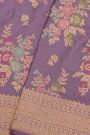 Banarasi Silk Lavender Saree With Florals And Leaves Border