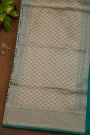 Banarasi Silk Peacock Green Saree With Florals With Leaves Border