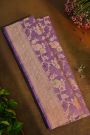 Banarasi Silk Lavender Saree With Florals And Leaves Border