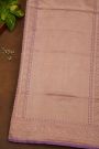 Banarasi Silk Lavender Saree With Florals And Leaves Border