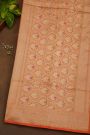 Banarasi Silk Orange Saree With Floral Brocade Pallu