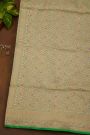 Banarasi Silk Sea Green Saree With Florals And Leaves Border