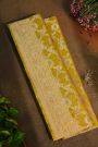 Banarasi Silk Mehendi Green Saree With Florals And Leaves Border